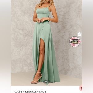 Azazie agave Satin bridesmaids dress